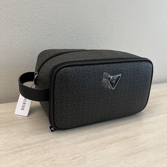 GUESS V7200082 COAL BLACK GRAY TOILETRY JUNCTION TRAVEL CASE DOPP BAG LOGO - Picture 11 of 11